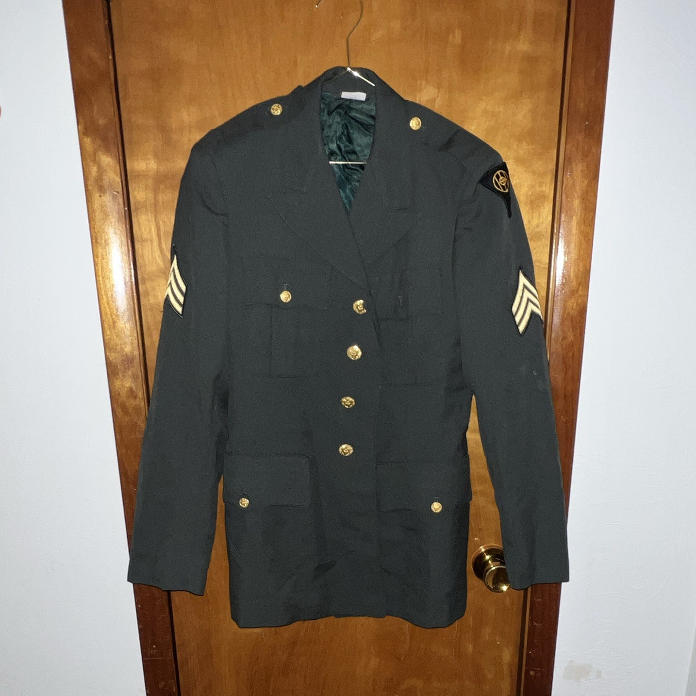 U.S. Army Green Service Dress Coat Jacket, Size 37R class A XII Corps