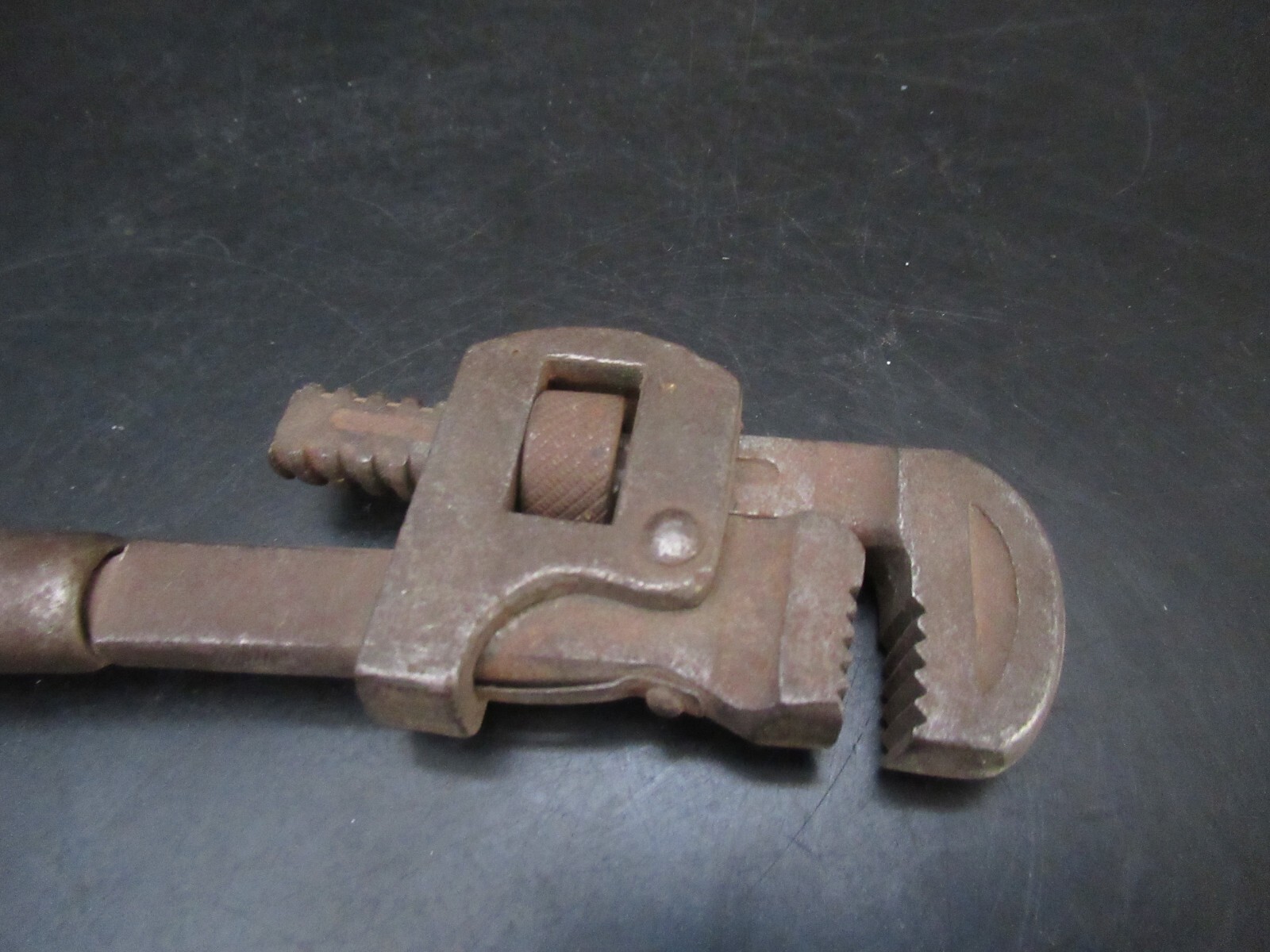 Vintage MONKEY PIPE WRENCH Wood Handle Antique Hand Tool