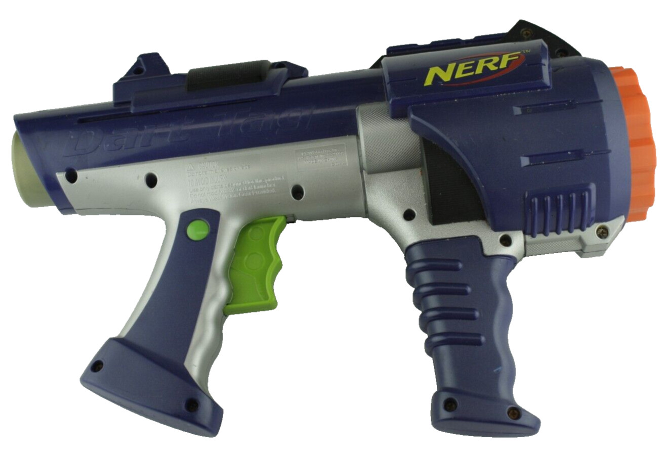 Nerf Dart Tag Gun Hyperfire Round Revolver Blaster Soft Foam Blue No Dart WORKS