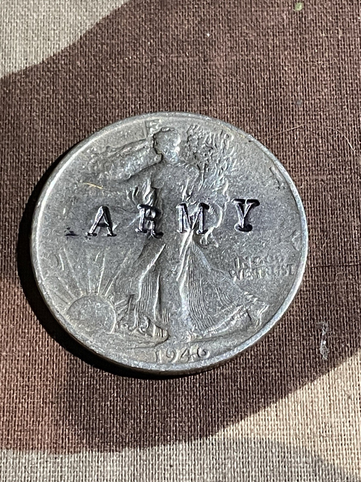 1940 walking liberty silver half dollar Counterstamped ARMY