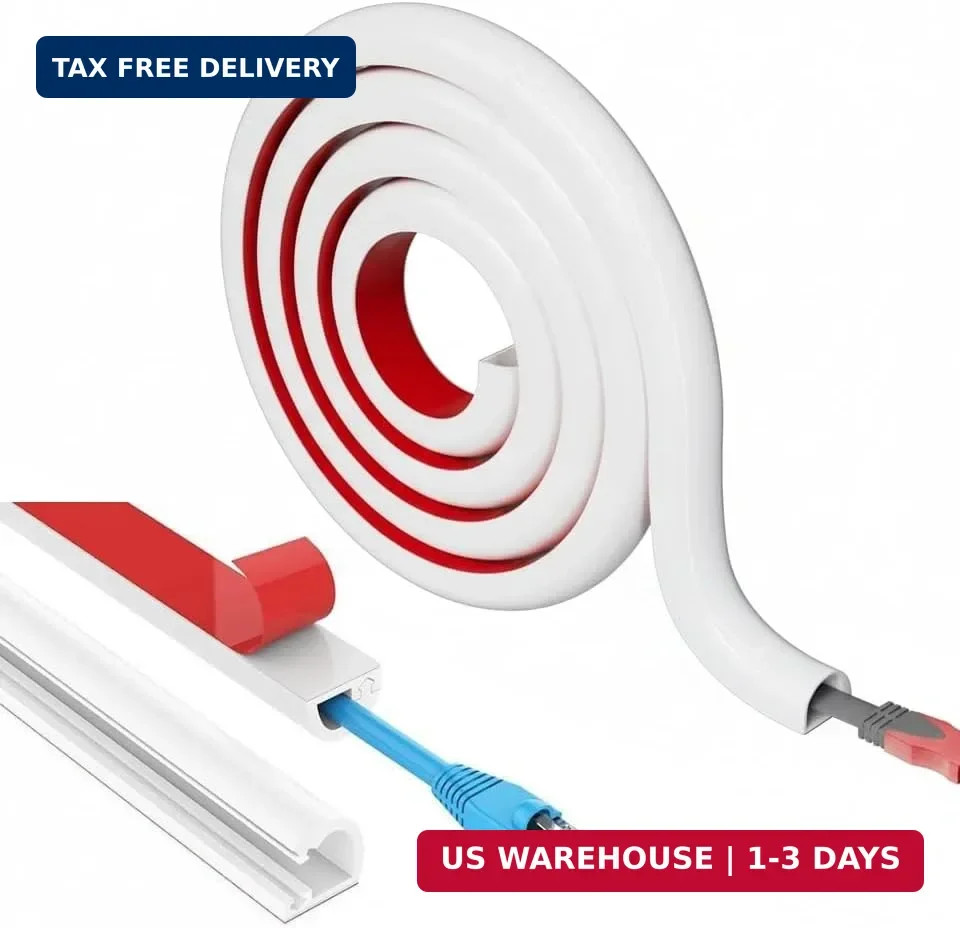 39" Flexible Silicone Cord Hider - Self-Adhesive Side-Opening Cable Cover FAST