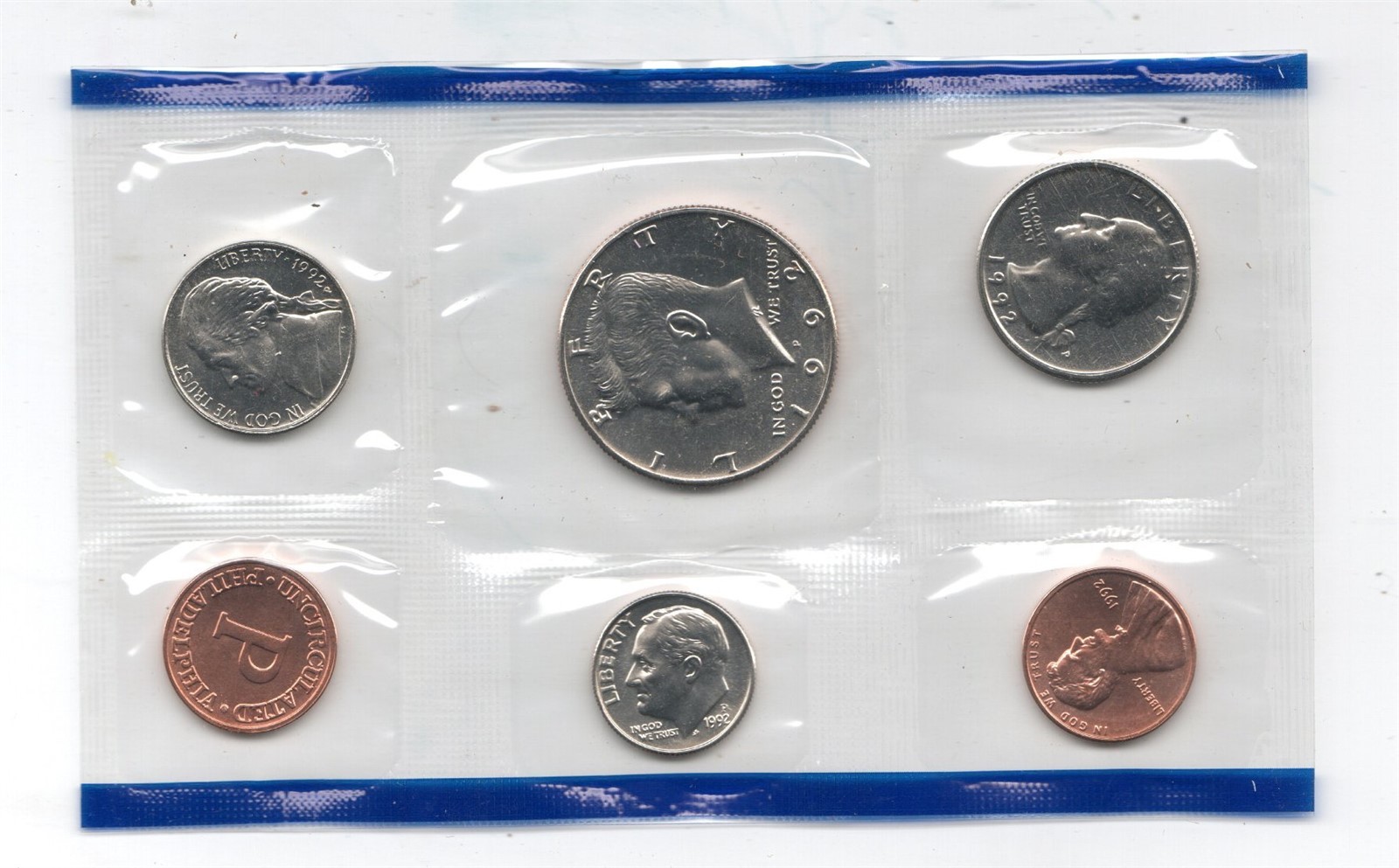 1992 US PHILADELPHIA HALF OF US MINT SET UNCIRCULATED COINS