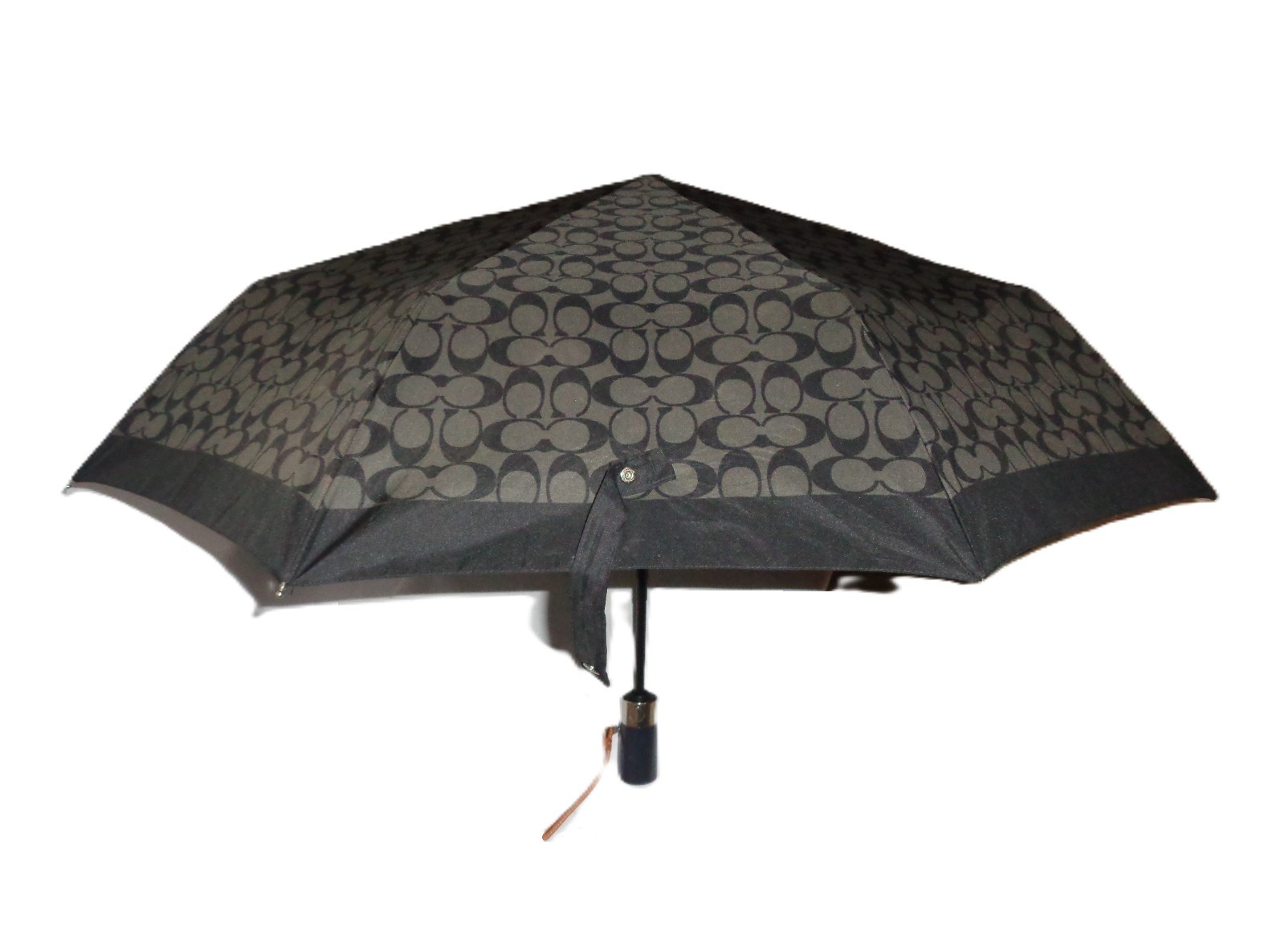 COACH Signature C Logo Automatic Botton Folding Compact Umbrella Gray/Black