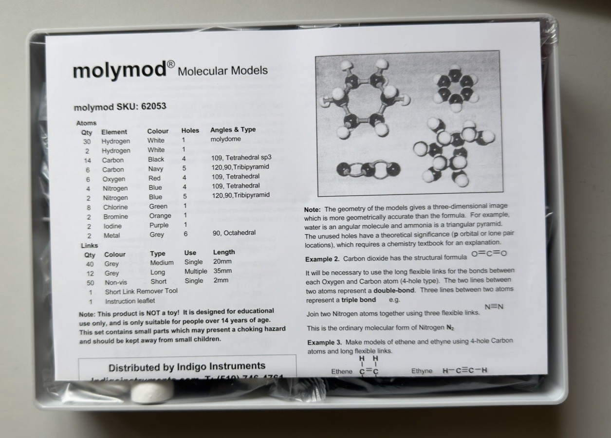 Molymod Molecular Model Set For Organic Stereochemistry Student Set #62053