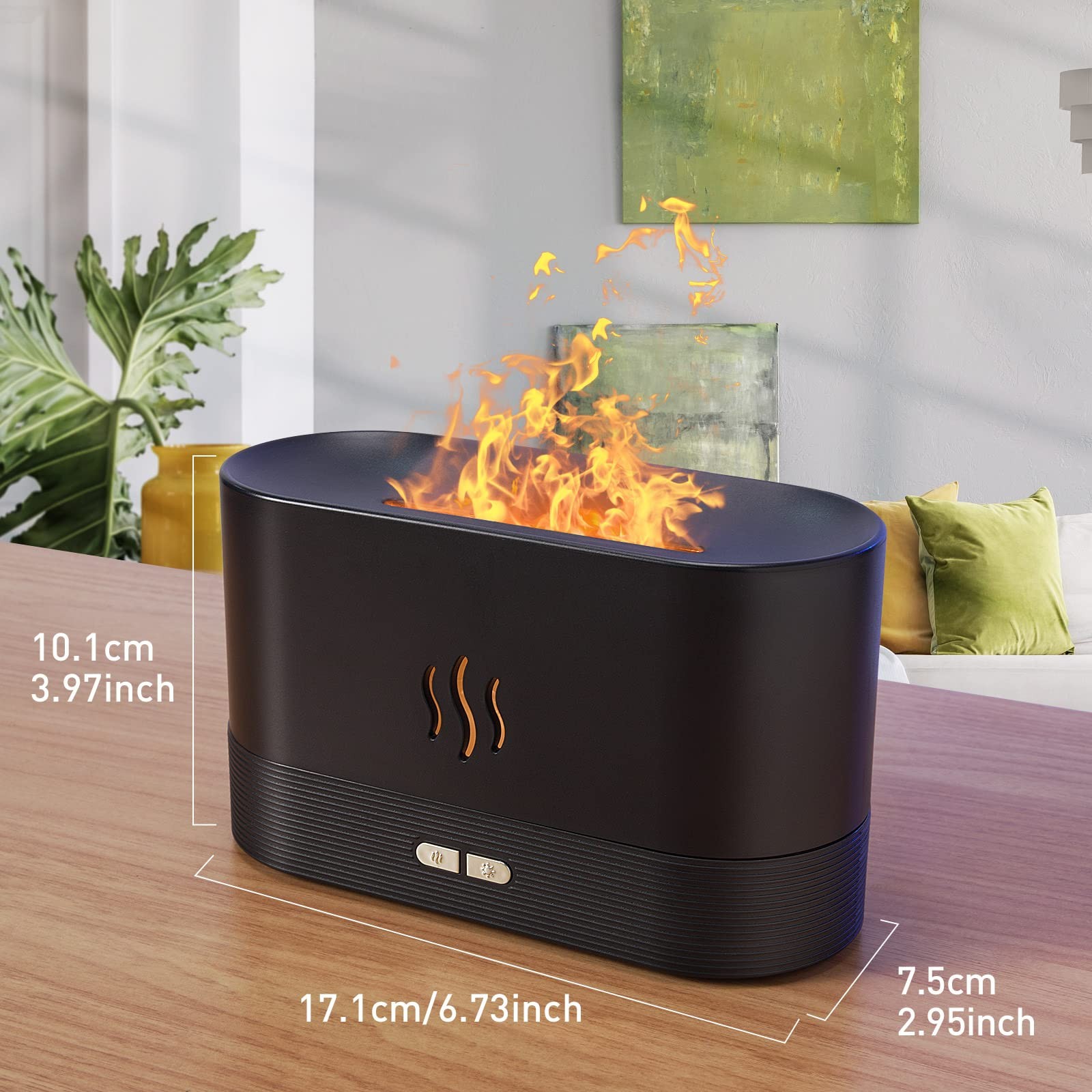 Colorful Flame Air Aroma Diffuser Humidifier, 180ml Classic Flame, Black