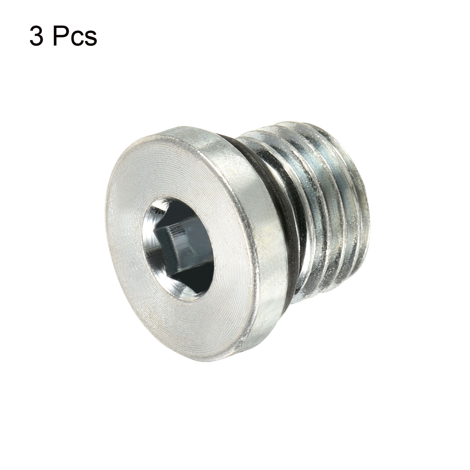 7/16-20UNF Hex Head Pipe Fitting Plug, 3 Pack Male Thread 45# Steel Plug
