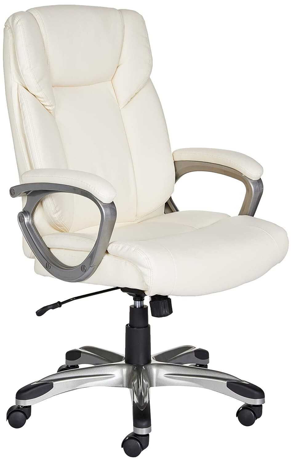 AmazonBasics High-Back Faux Leather Executive Office Desk Chair, Cream Color