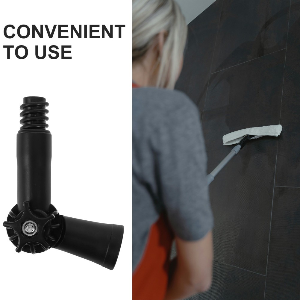 Reusable Plastic Angle Adapter for Extension Pole Home Cleaning Tool Black