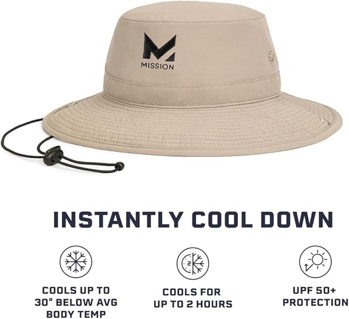 Mission Cooling Bucket Hat UPF 50 Wide Brim Drawstring Foldable MULTIPLE COLORS!