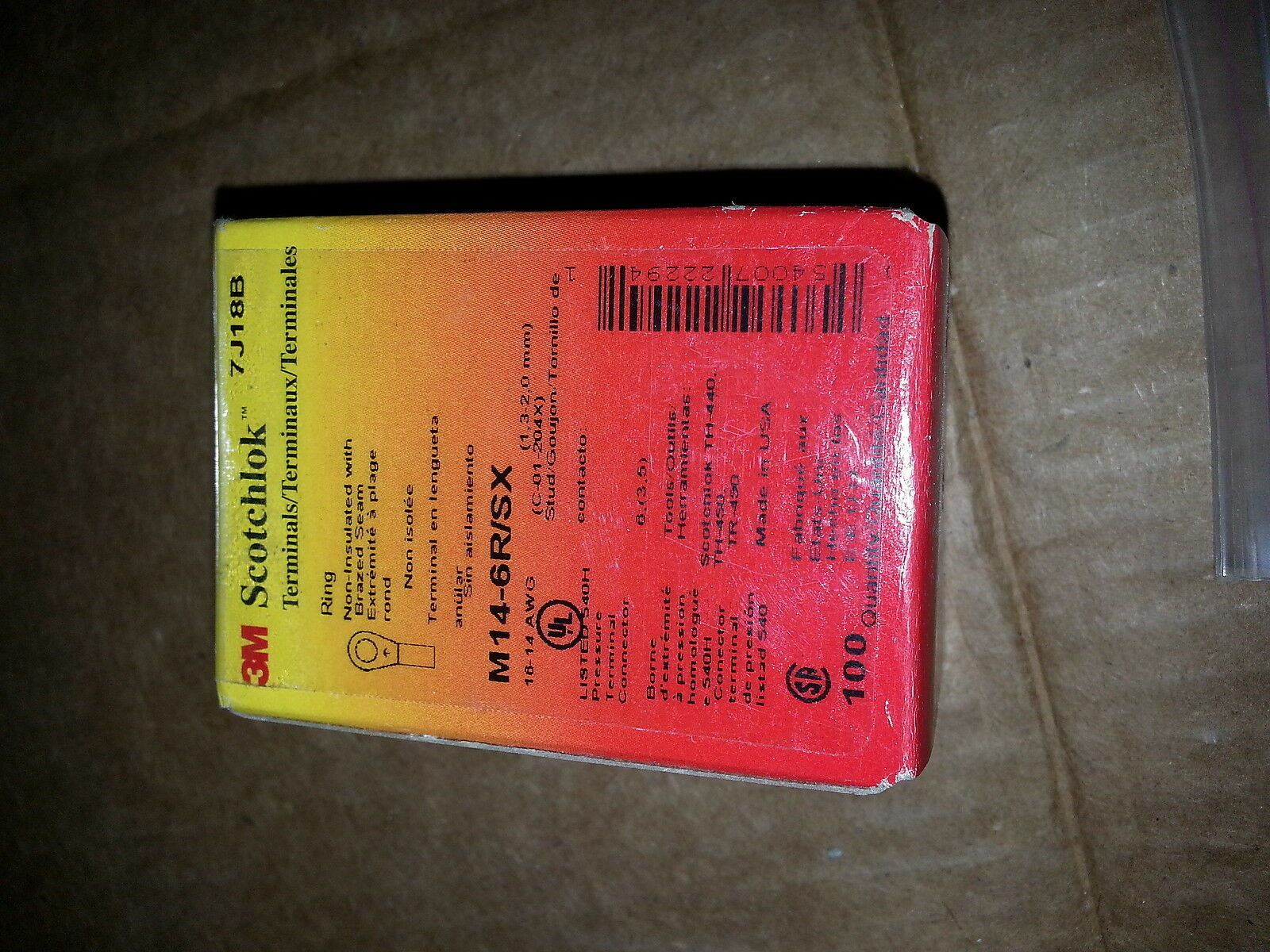 3M Scotchlok M14-6R/SX 100 Pack Ring Non-Insulated Terminal 16-14 AWG Industrial