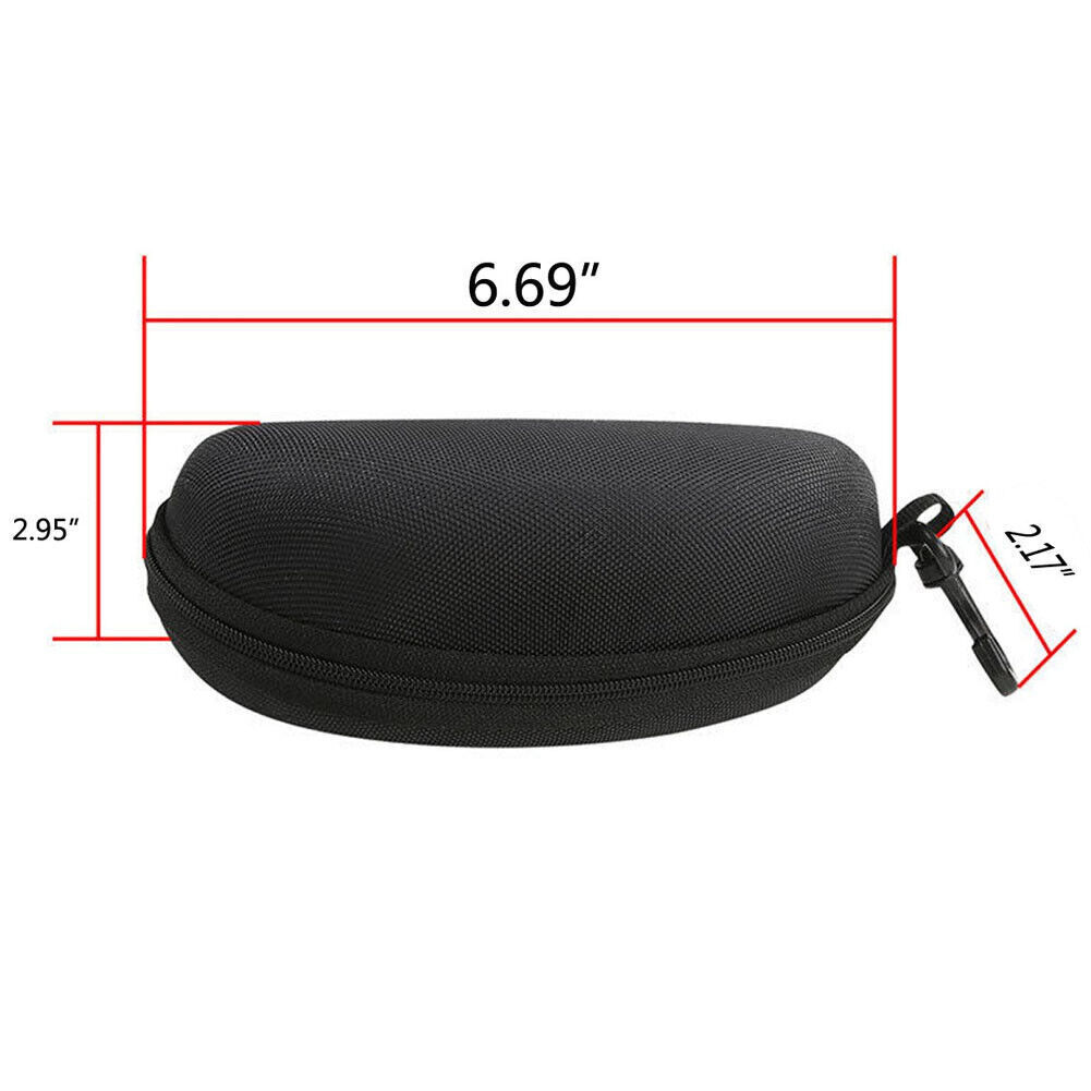 2PCS Portable Sunglasses Eyeglasses Case Zipper Hard Shell Box With Clip Black