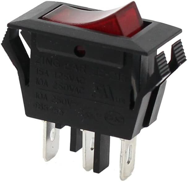 Zing Ear ZE-215  On/Off Lighted Rocker Switch 3 Prong 15A 125V Black - OEM