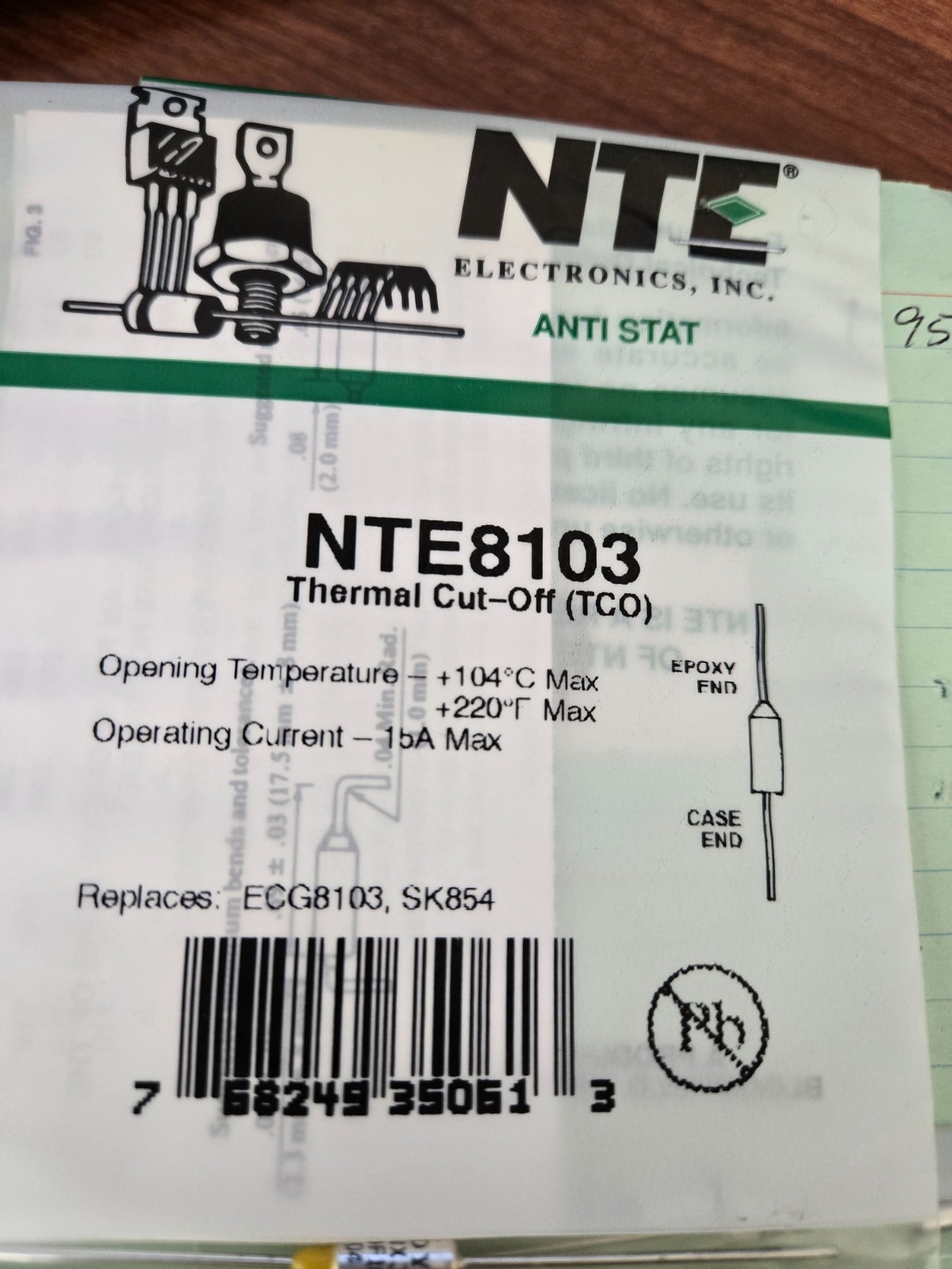 NTE8103 Thermal Cut-Off (TCO) ECG8103 SK854