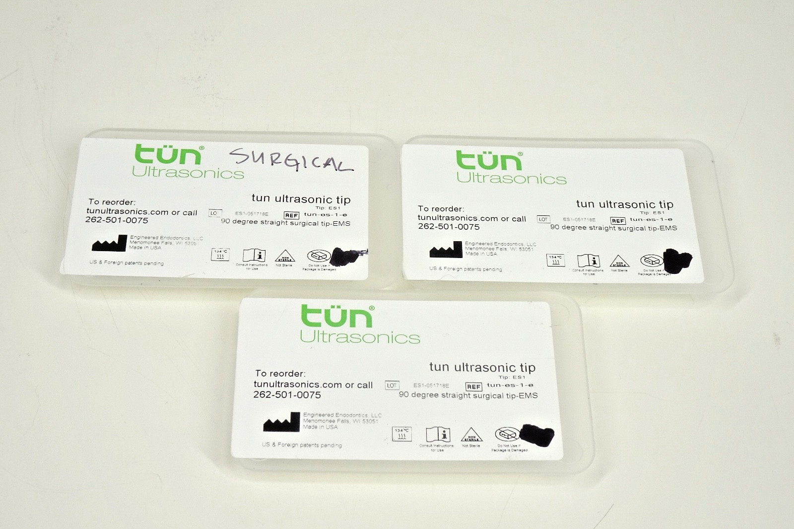 Lot x3) Engineered endontics Tun Ultrasonic Tip ES1