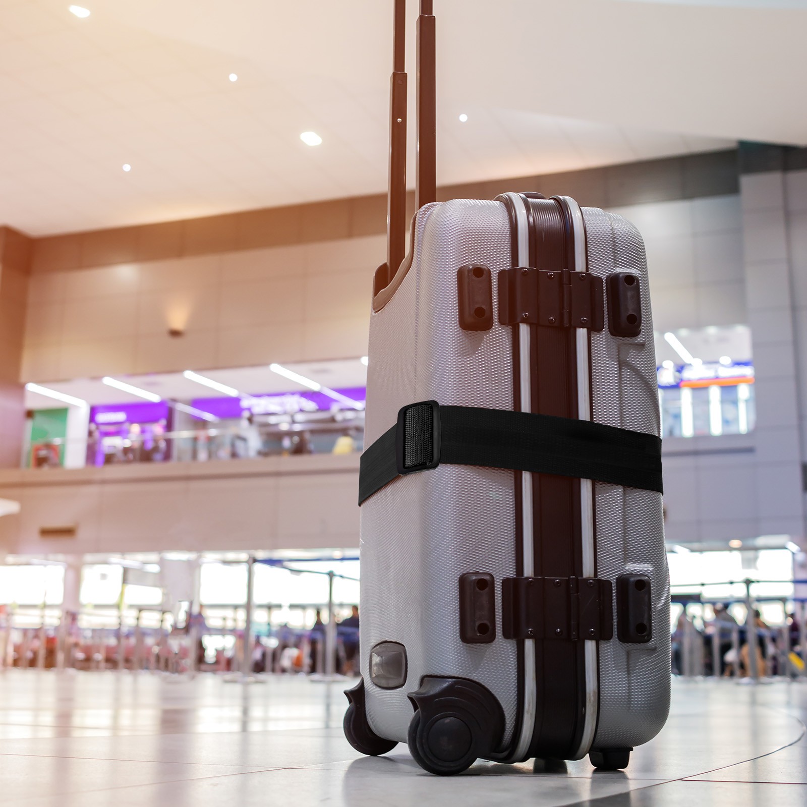 Luggage Straps Suitcase Belts Combination Lock 2Mx5cm Adjustable Black,2Pcs