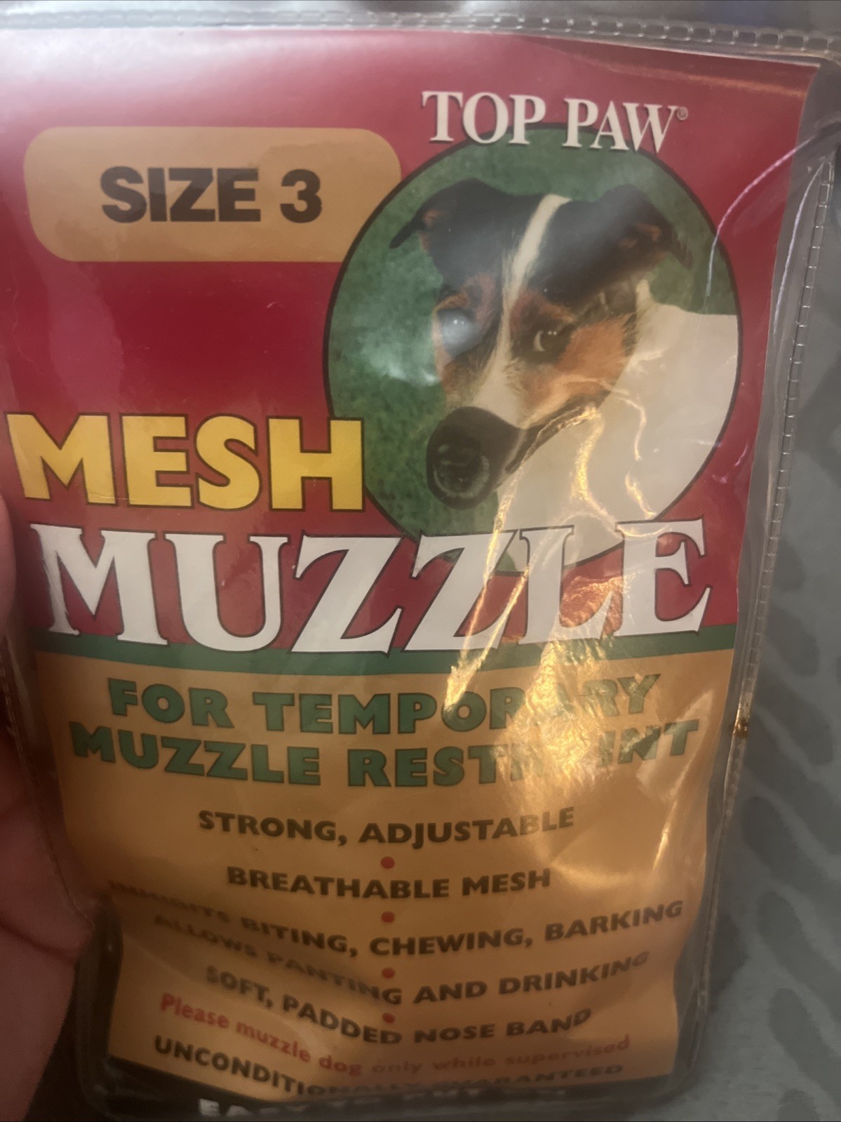Top Paw Mesh Dog Muzzle Size 3 Black For 12-24 Lbs 5” Nose Circumference, New