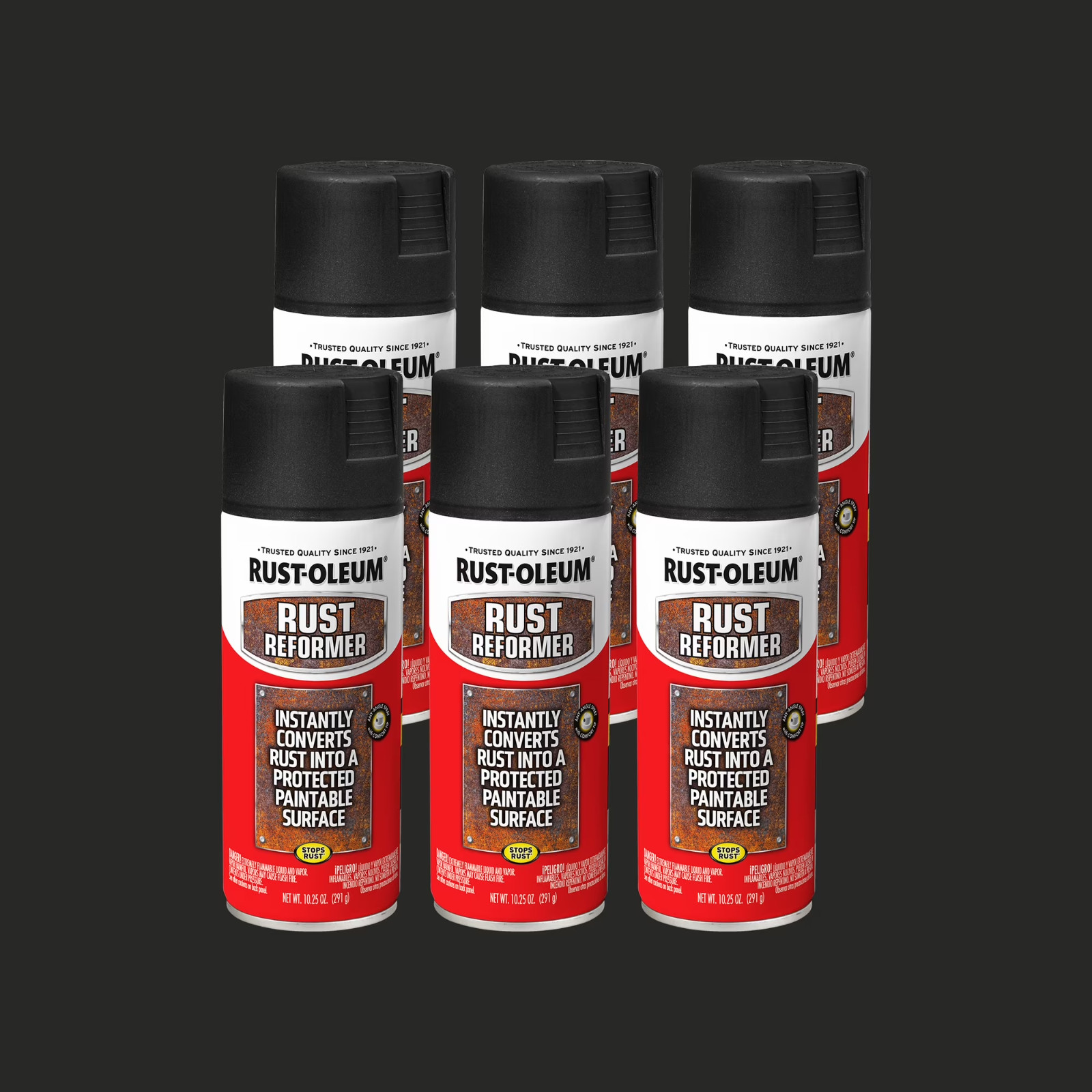 Rust-Oleum 248658-6PK Rust Reformer Spray, 10.25 oz, Black, 6 Pack