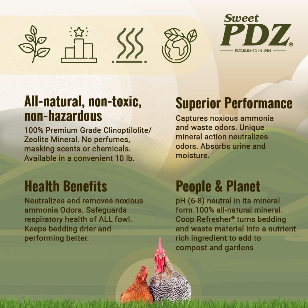 - Coop Refresher - Zeolite Odor Eliminator - Essential Chicken Coop Accessory...
