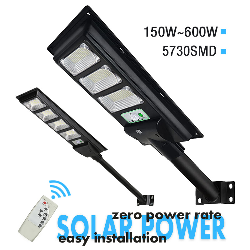 LED Solar Sensor Street Lamp Cool White Pole Remote Control 150W 300W 450W 600W