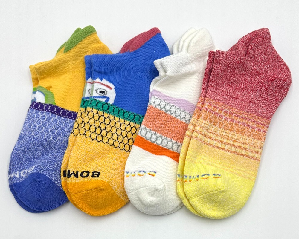 4 pairs Bombas Women's athletic Honeycomb Ankle Socks Cushion Size M 4 Color Mix
