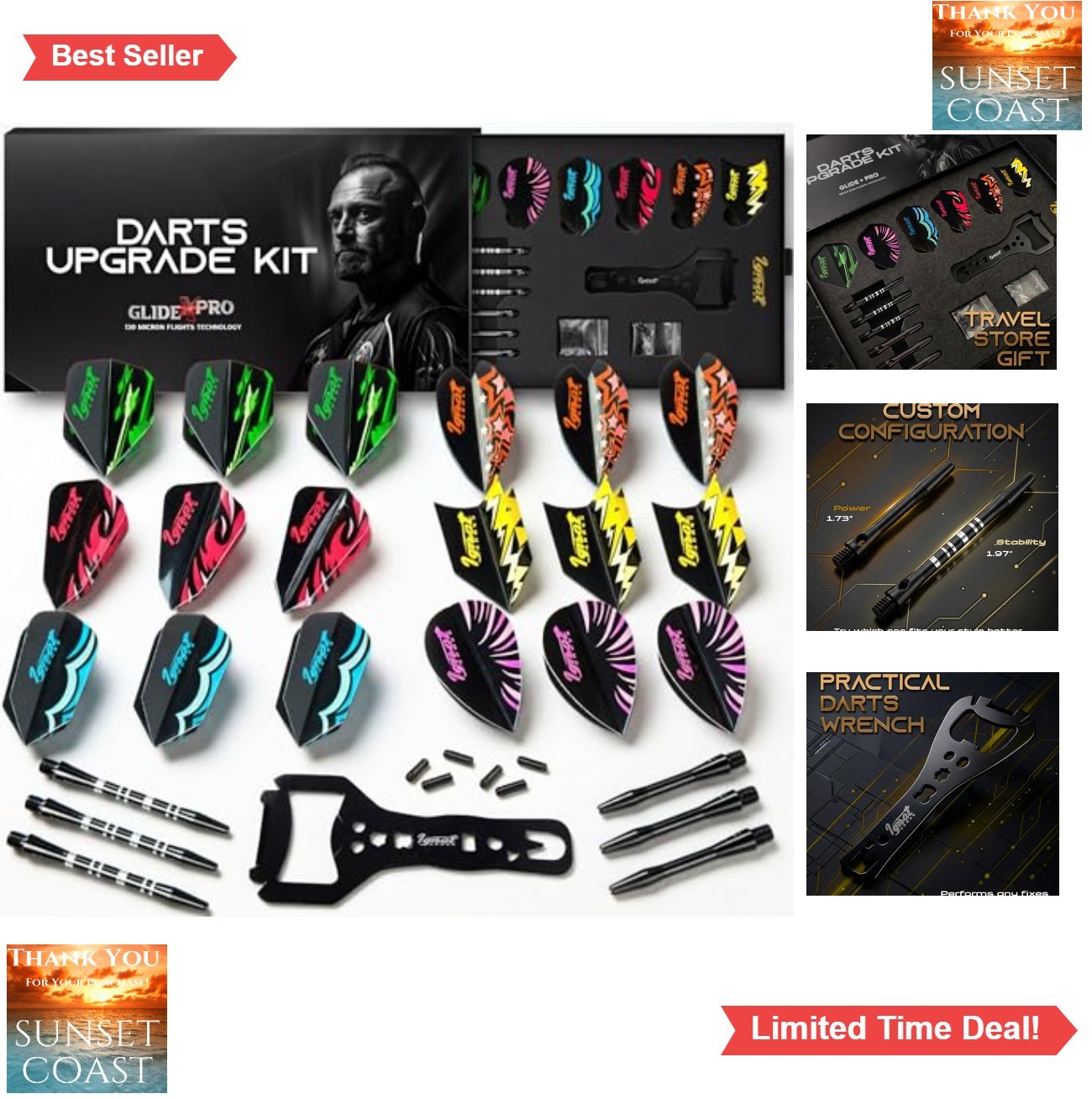 Dart Flights 130 Micron 6 Shapes Aluminum Shafts O-Rings Protectors Tool Upgrade