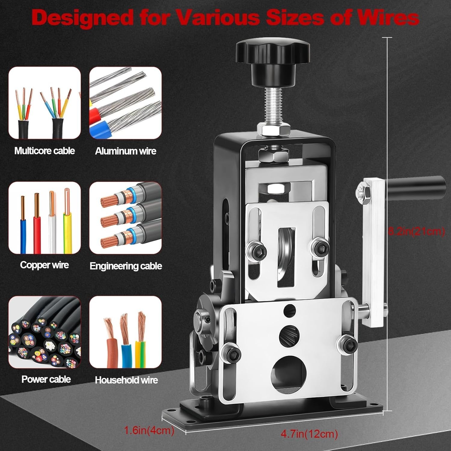 Manual Wire Stripping Machine with Drill Adapter & Crank for Scrap Copper