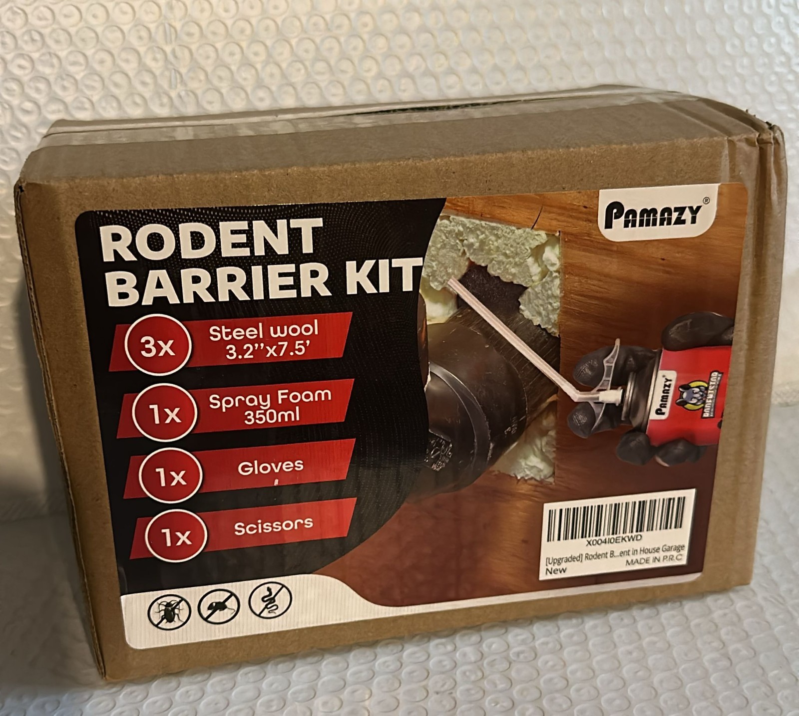 Rodent Barrier Kit, 3PCS Steel Wool Included PU Foam Hole Filler, 3.2"X7.5’ Stee