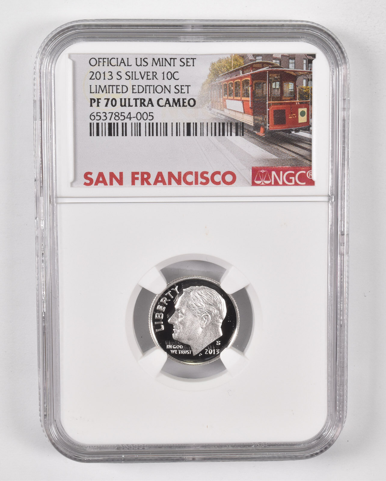 2013-S Silver PF70 UCam Roosevelt Dime NGC Limited Edition SF Lbl