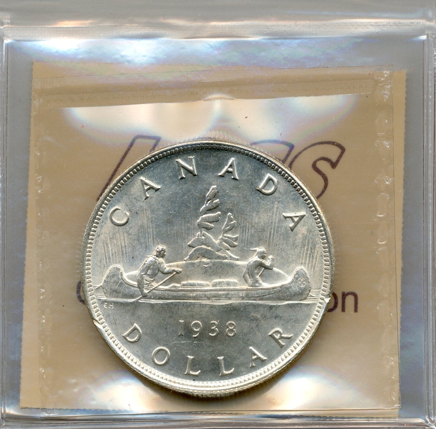 1938 Canada Silver Dollar - Choice Uncirculated, ICCS MS 63