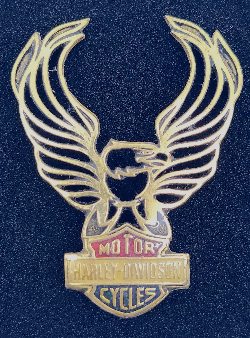 Vintage Harley Davidson Motorcycles Flaming Eagle Sissy Bar Battery Badge Decal