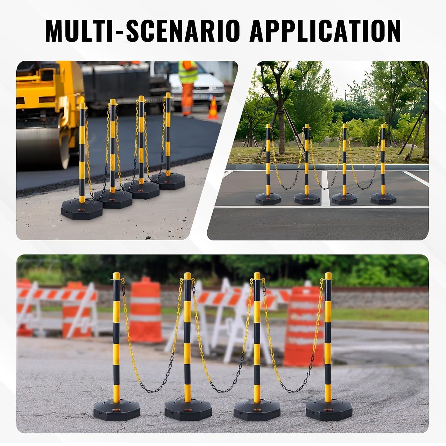 Adjustable Traffic Delineator Post Cones, 4 Pack, Traffic Safety Delineator B...