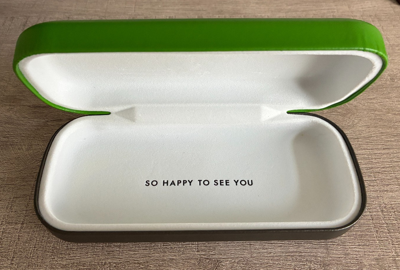 Kate Spade Green Hard Eyeglass Case with Cleaning Cloth ~ EUC!