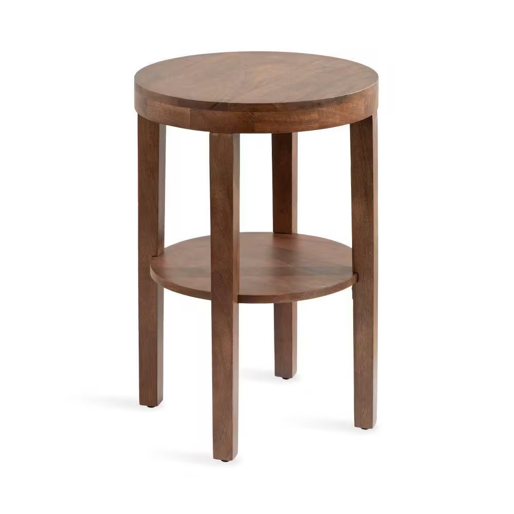 Talcott 16.00 In. Walnut Brown round Solid Wood End Table