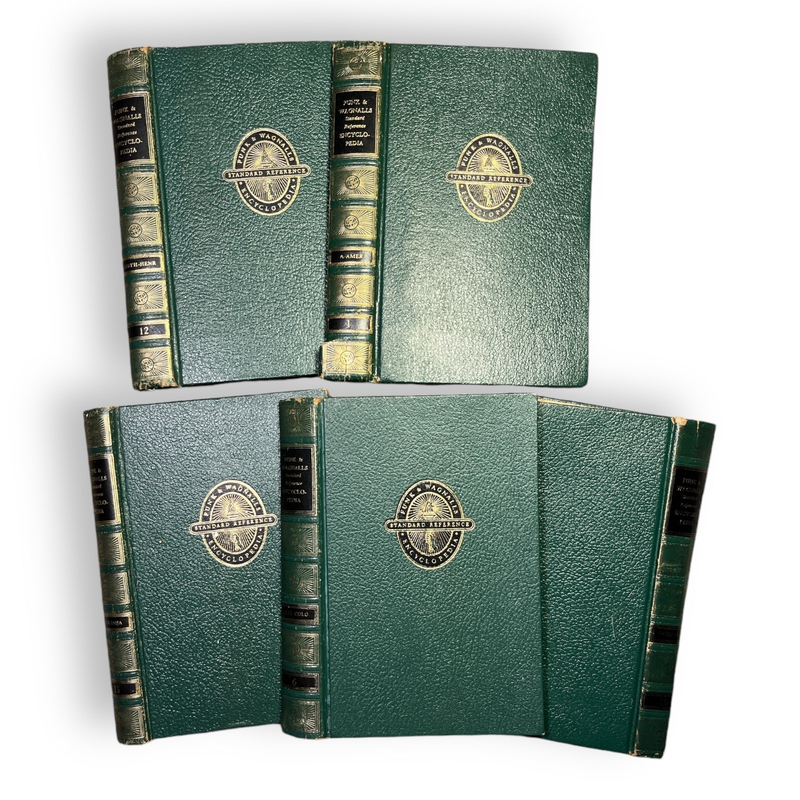 5 Funk & Wagner Encyclopedia Covers Green Junk Journal Scrapbook Mixed Media