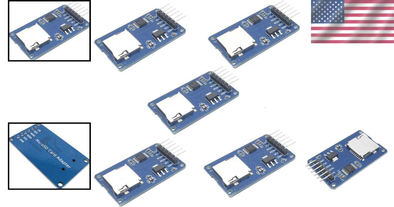 5-Pack Micro SD TF Card Reader Modules – SPI Interface for Arduino Projects