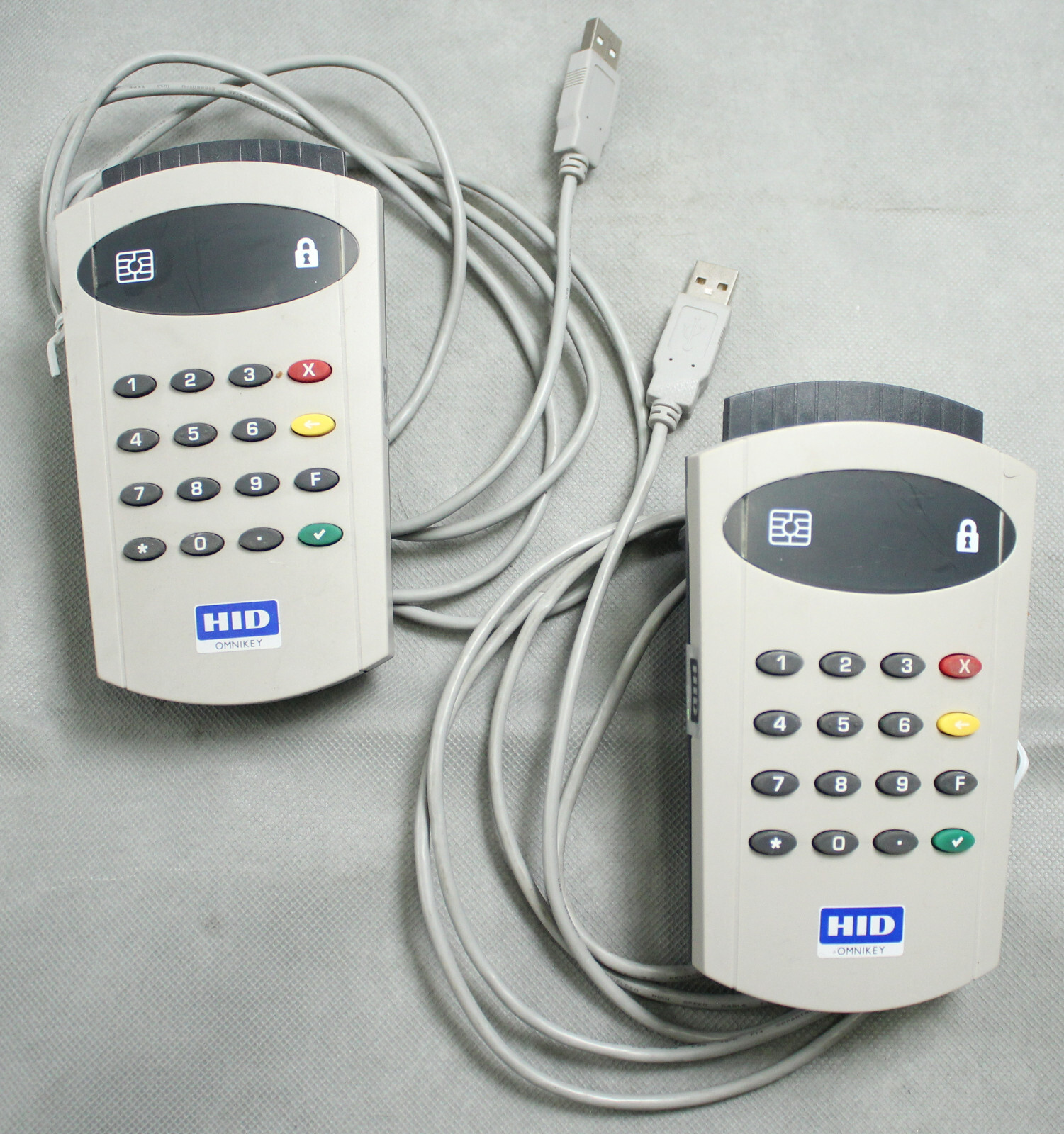 Lot of 2 HID OMNIKEY 3621 USB Smart Card Reader with PIN Pad Reader