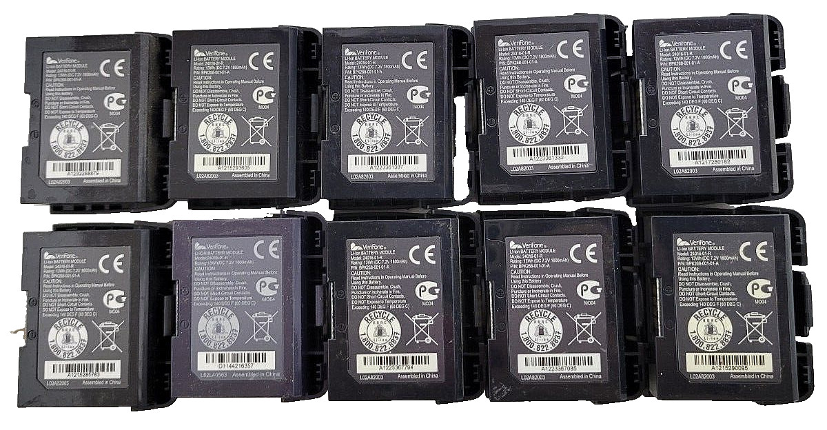 Verifone 24016-01-R Batteries for VX520 VX670 VX680 (LOT OF-10) Used