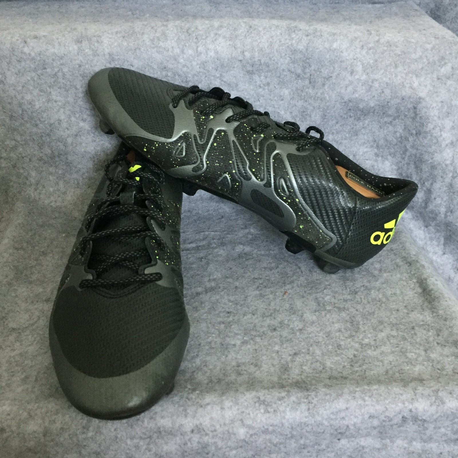 Adidas 15.3X Soccer Cleats, Men's 13 (Black w/ Neon Green Splatter)