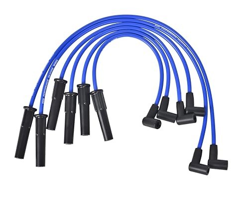 8.0mm Silicone Spark Plug Wires Set - 6 Blue Wires for HEI Ford Truck 6 Cylinder