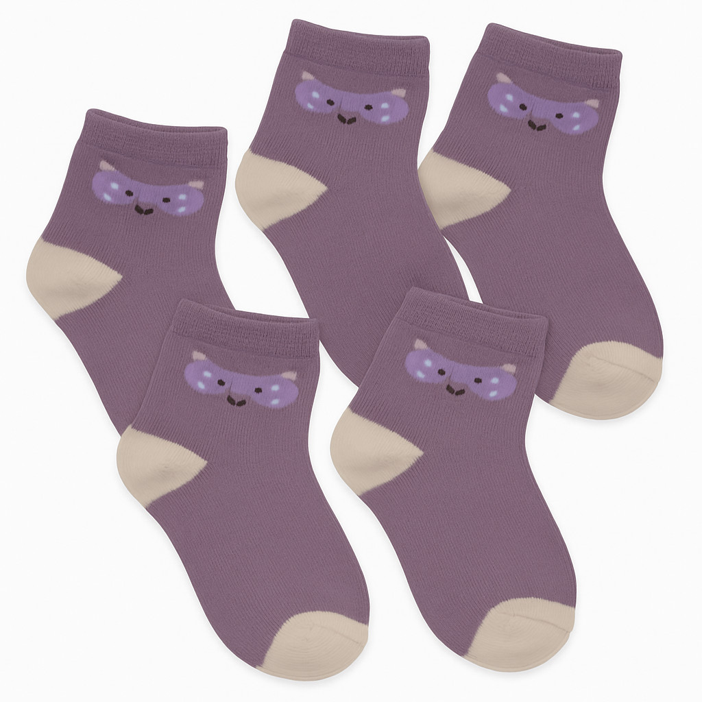 Kids Lilac & Cream Ankle Socks 5-Pack | Unbranded | NWOT | Size 4–8