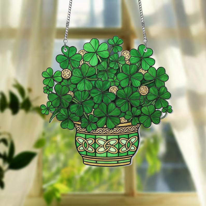 Lucky Shamrock Suncatcher Acrylic Window Decor