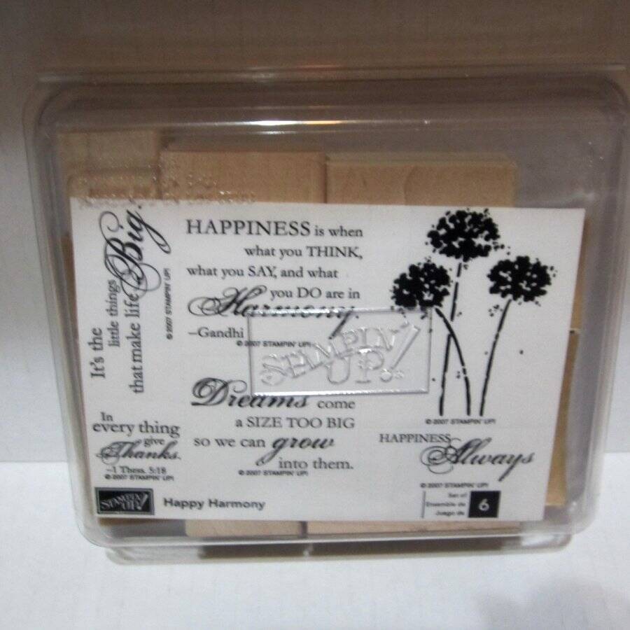 Vintage 6pc Stampin up Happy Harmony Rubber Stamp Set new