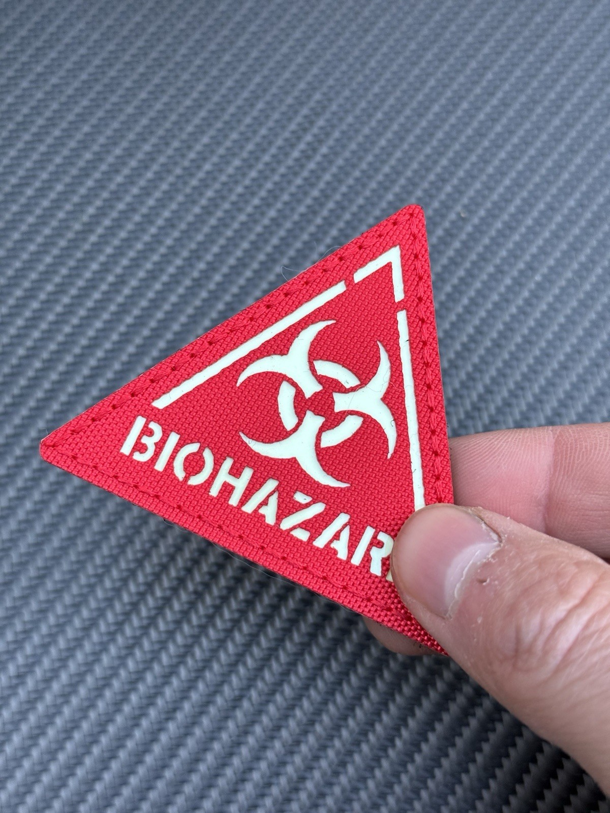 Biohazard IR Reflective Glow In Dark Patch Hook Loop Red