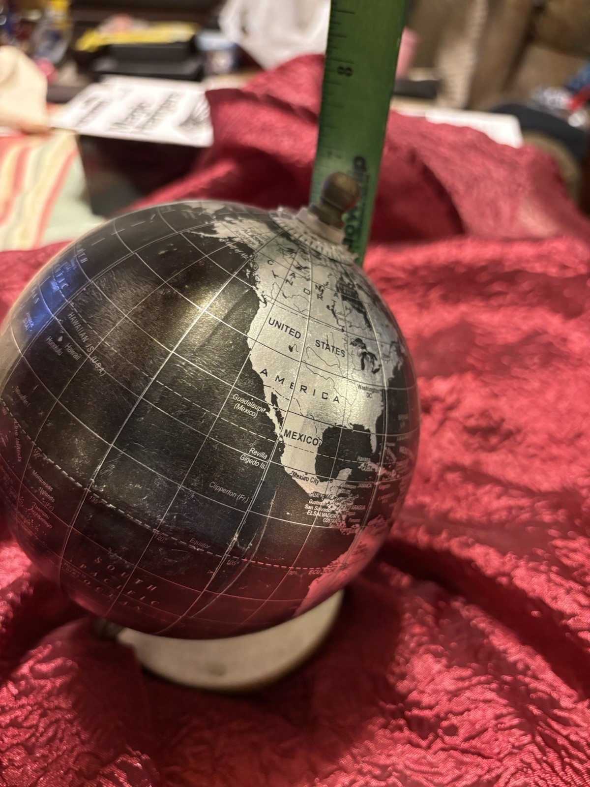 Black & Metallic Silver Globe W/Marble Base. M 9