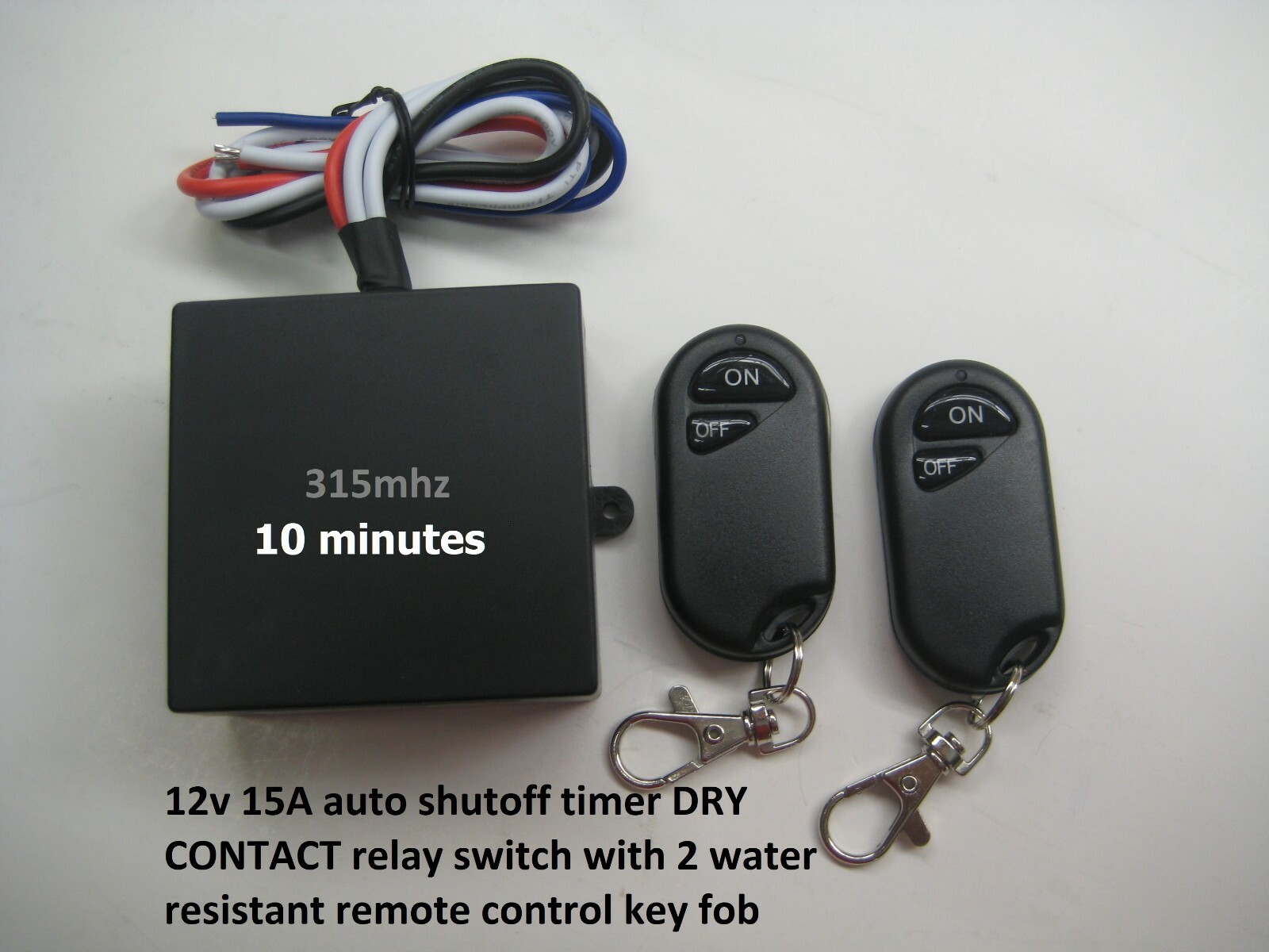12V 15A 315mhz 10 minutes auto shutoff relay switch with 2 wireless controls