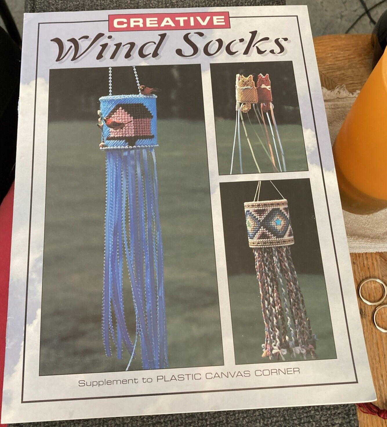 Vtg Rare Leisure Arts Creative Wind Socks 1994 Needlepoint pattern bk