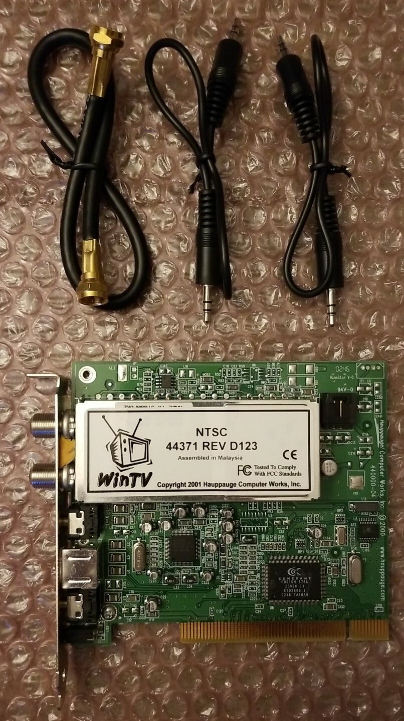 Hauppauge WinTV NTSC 44371 REV D123 TV Tuner Card w/ Coax & 2x Mini Audio Cables
