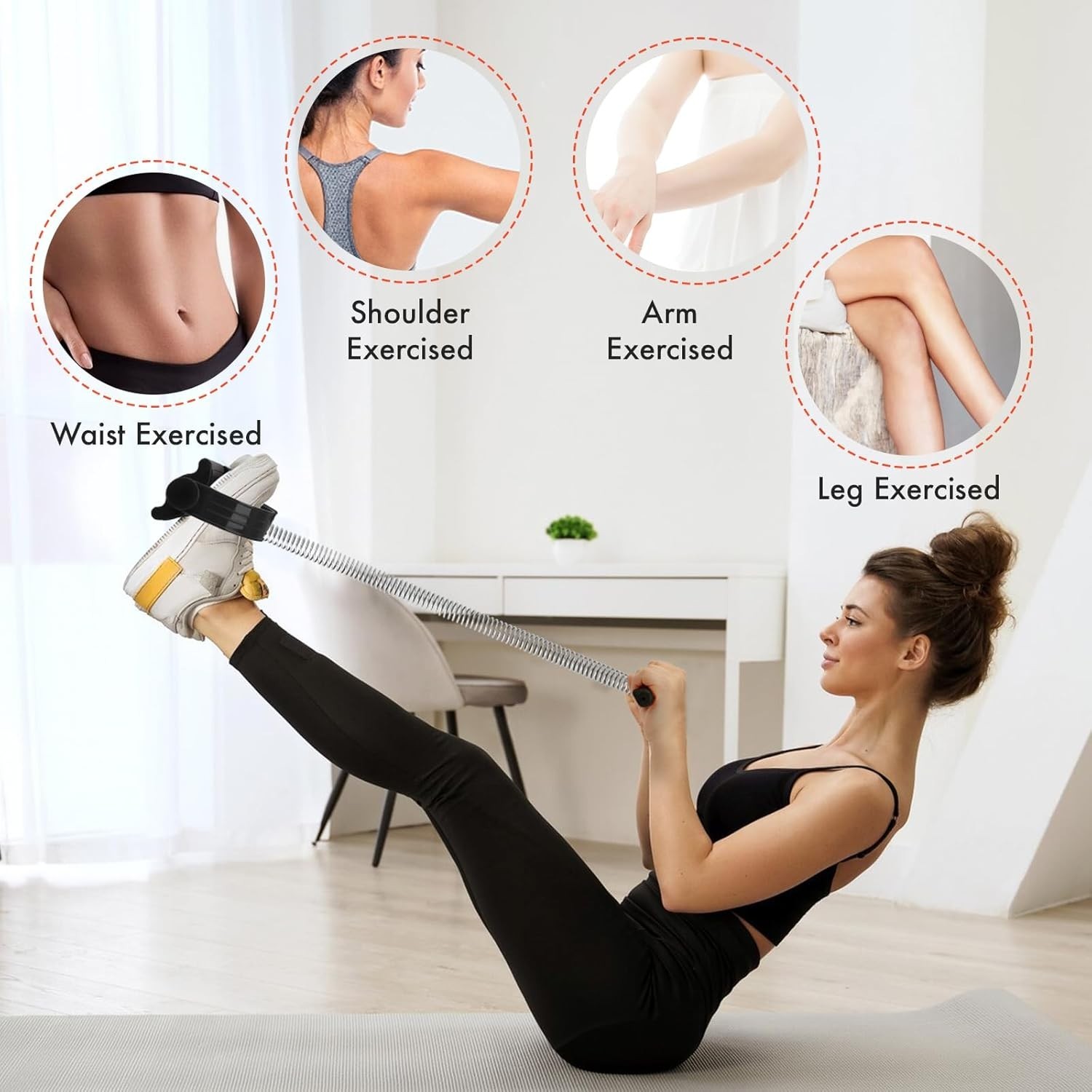 Pedal Puller Resistance Bands with Single Spring – Durable Sit Up Equipment for