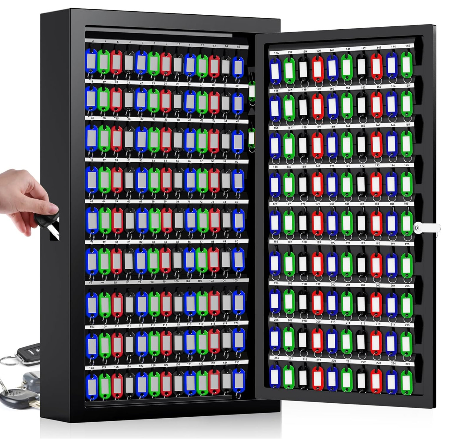 225 Key Storage Cabinet Lock Box Safe Organizer Wall Mount Large Car Lot Holder