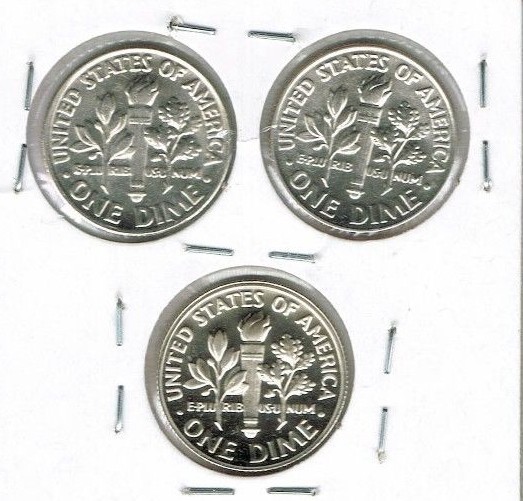 1970 Three Uncirculated Dime Types The San Francisco is From a Proof Set!
